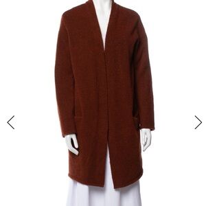 Jenni Kayne Wool Yak Blend Open Front Cardigan Sweater Coat Rust Size S